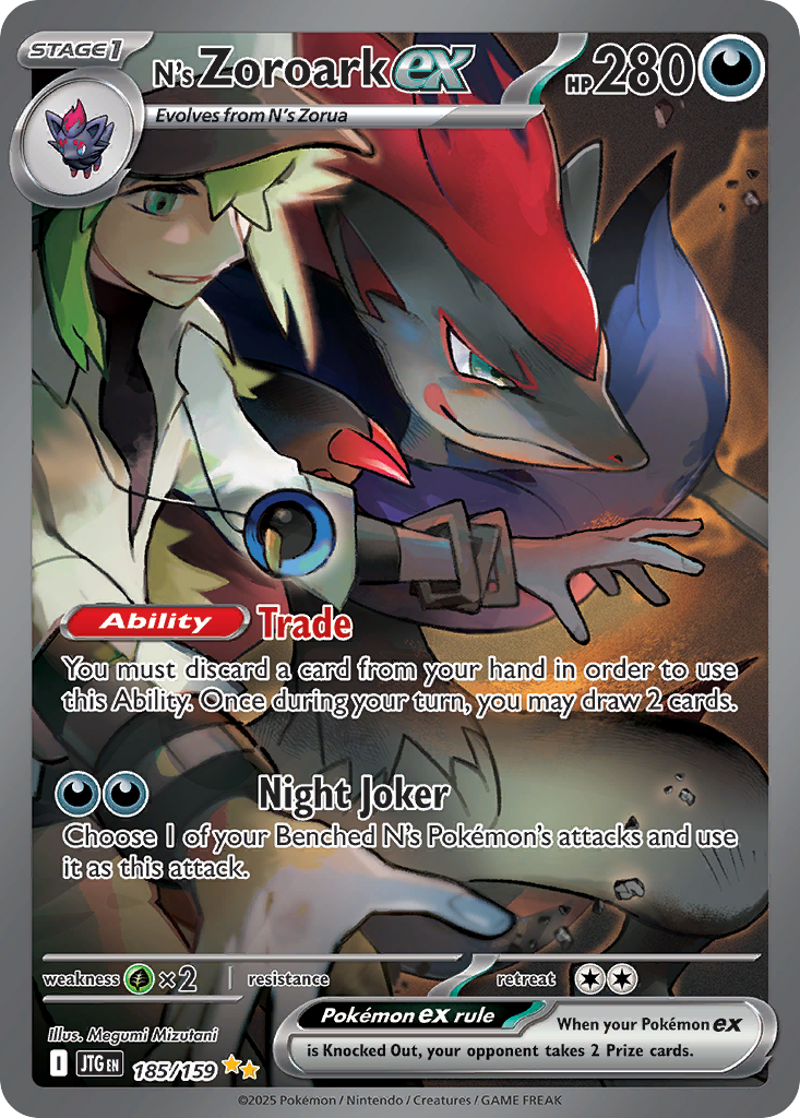N's Zoroark ex - Journey Together #185 (PSA 8 NM-Mint)